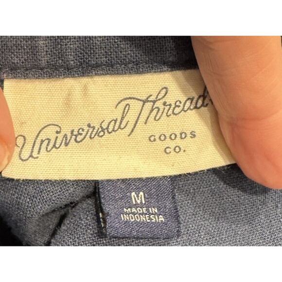 Universal Thread Romper Women’s Size Medium Blue Linen Blend Button Down Coastal - Picture 6 of 8